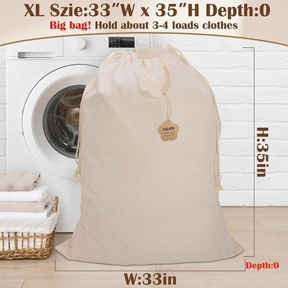 Cotton Canvas Laundry Bag 33"Wx 35"H, Thick Cotton Laundry Bag