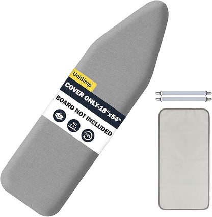 Ironing Board Cover and Pad 18"x54" Extra Thick Natural Cotton, Scorch and