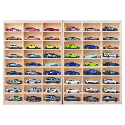 1:64 Model Car Wooden Display Case,54 Space,Storage Display Shelf,for 1/64 Scale Toy Cars,Wall Mount ,Model car Display Organizer,Collapsible Toy Car Storage(Only case)