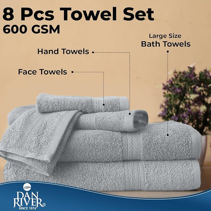 DAN RIVER 8 PC Luxury Bath Towels
