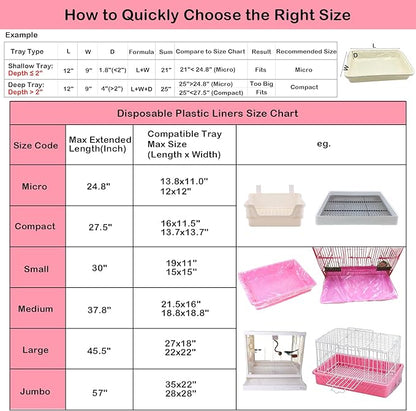 Small Animal Cage Liners Disposable, 50 PCS Large Rabbit Cage Tray Liner Pet Litter Pan Bags Plastic Film Cover for Guinea Pig Bunny Bird Chinchilla Hedgehog (Small)