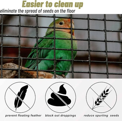 Hakeeta Bird Cage Skirt, Mesh Bird Seed Catcher, Birds Cage Airy Net Cover, Soft Nylon Ventilated Skirt Traps Cage Basket Seed Guard Parrot with Adjustable Drawstring.(Large Size-XL(White)