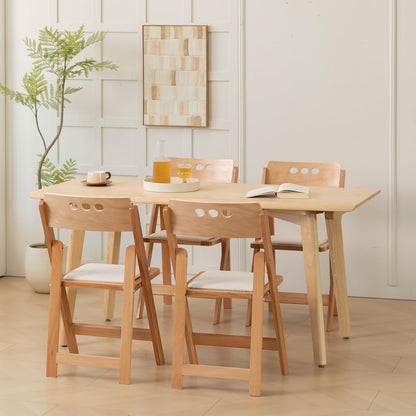 GTNSAFP Wooden Folding Chair with Soft Cushion, Simple and Stylish, Comfortable and Durable, Suitable for Weddings, banquets and Events, 4 Sets, high backrest Natural，Linen pad
