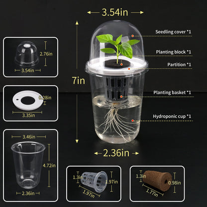 Ronyes Clear Hydroponic Nursery Kit with Vented Humidity Domes 8 Packs, Corms Growing Container, Hydroponic Growing System, Tissue Culture Acclimation Kit