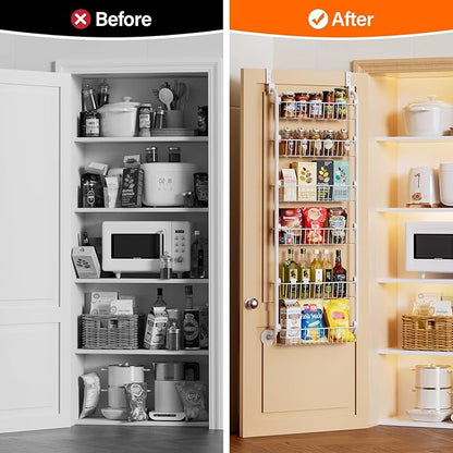 Delamu Over the Door Pantry Organizer, 6-Tier Pantry Organizers and Storage