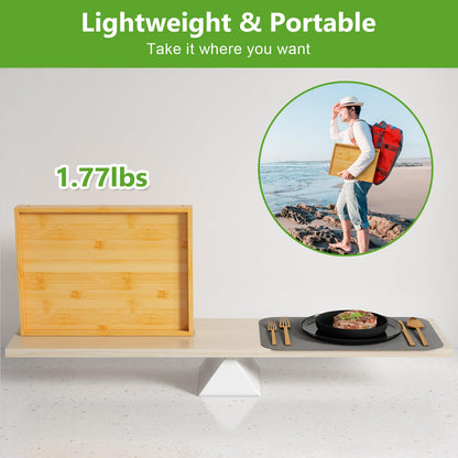 Youpehom Bed Tray Table with Folding Legs,Bamboo Breakfast in Bed for Kitchen Serving Tray,Sofa,Eating,Used As Laptop Desk Snack Tray (Bamboo, Medium)
