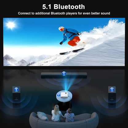 1500 ANSI Smart Projector, HOMPOW 4K Projector with WiFi and Bluetooth, Mini Projector, Built-in Streaming System, Projector with Apps, Outdoor Projector, Home Projector for iOS/Android
