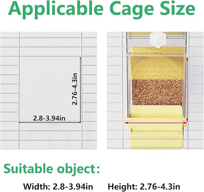 Hamiledyi Automatic Bird Feeder No Mess Bird Cage Feeder Transparent Acrylic Parrot Seed Food Container with Perch Cage Accessories for Parakeet Finch Lovebirds Budgies Canary (Yellow)