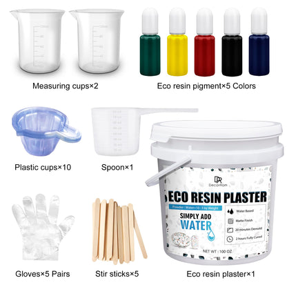 Eco Resin Casting Powder - 100oz / 2800g Fast Cured Plaster Casting Powder for Beginners - 20~30 Minutes Demold, Easy Mixing Water Activated Eco-Friendly Casting Resin for DIY Crafts Making, Home Art