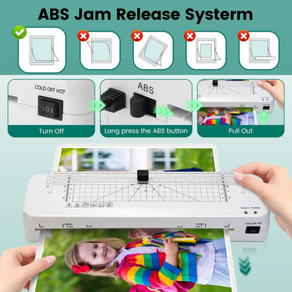 Laminator, A3 Laminator Machine with Built-in Trimmer, 70 Seconds Quick Warm-Up, Cold and Thermal Laminating with 50 Sheets, NTC Technology for Home Office School