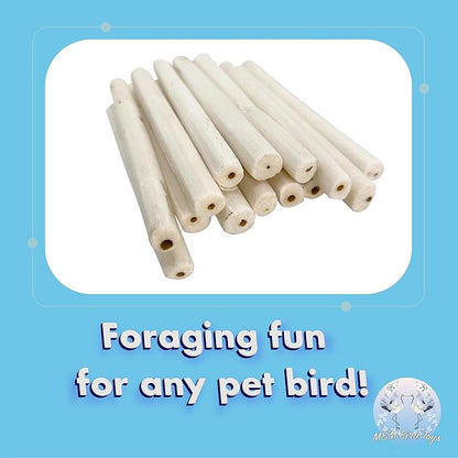 Sola Log Foot Toy Pack – 12 Natural Skinny Sola Logs for Chewing, Shredding & Foraging – Lightweight Enrichment Toys for Budgies, Cockatoos, Parakeets and Small Parrots – Safe & Splinter-Free Bird Toy