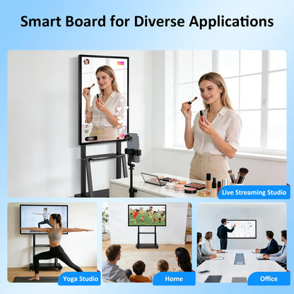 49" Smart Board, Electronic Interactive Smartboard for Classroom, Screen Mirroring, Android iOS 12, Digital Whiteboard for Presention Annotation Live Streaming(Wall Mount Included)