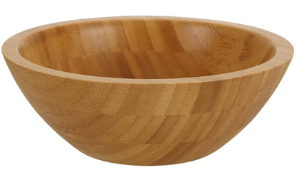 Lawei Set of 4 Bamboo Salad Bowls - 7 x 2.25 Inch Wood Serving Bowls Individual Meal Bowls Fruits, Salad, Pasta, Cereal, Rice and Snacks