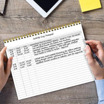 (2-Pack) Activity Log Notepad - Spiral Activity Log Book for Business Work, Undated Weekly To Do List Notepad, Organized Time Spending, Appointment or Contact, Total in 104 Sheets, 100gsm Paper, 8.5" x 11"