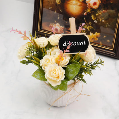 Wealrit 20 PCS Wooden Mini Chalkboard Blackboard with Clip Message Chalk Board Tag Signs Clips Basket Labels Clip for Memo,Note Taking(Flower, Lantern)