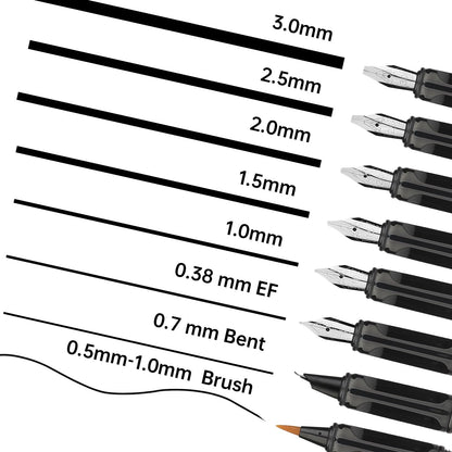 GC QUILL Calligraphy Pen Set 74pcs- 8 Calligraphy Fountain Pens with Varied Nibs, 66 Ink Cartridges(14 Colors)-Writing, Drawing, Calligraphy Practice for Beginner GC-F866