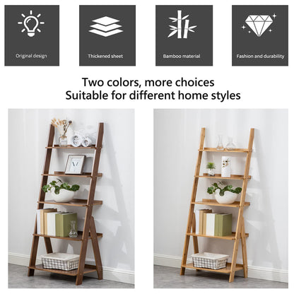 SOBIBO Ladder Shelf Bookshelf, 5-Tier Leaning Shelf, Free Standing Organizer Storage Shelves, Storage Rack Shelf for Office, Living Room, Bedroom, Natural