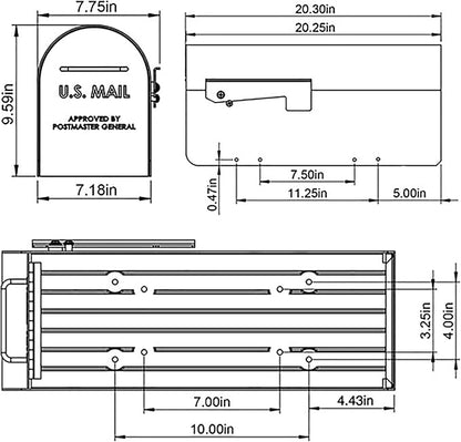 Architectural MAILBOXES Ironside Large Capacity Galvanized Steel black, Post-Mount Mailbox, MB801BAM, Metal, Black | Galvanized steel build for outside with rust-resistant powder-coat finish and a magnetic door closure. USPS approved.