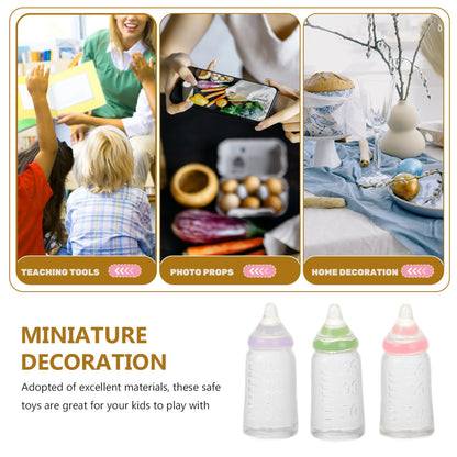 Kichvoe 30pcs Doll Bottle Set: Miniature Plastic Milk Containers Dollhouse Feeding Bottle Novelty Tiny Candy Jar for Baptism DIY Craft Party Favors