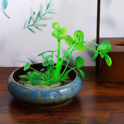 INOOMP Hydroponic Plants Pot Ceramic Succulent Bonsai Pot 8Inch Water Lily Pot Narcissus Planting Bowl Flowerpot Container Garden Decoration