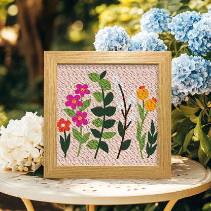 ORIGACH 2 Set Embroidery Punch Needle Kit with Frame, Wildflower Needle Punching Kit with Patterns, Threads, Tools & Instructions for Beginners & Adults, DIY Wall Hanging Decor