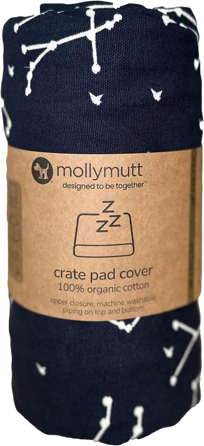 Molly Mutt Dog Crate Pad Cover, 100% Cotton Canvas Cover for Dog or Puppy Crate Bed, Durable, Washable, and Free of Harmful Chemicals, Pre-Shrunk, 24"x18"x2.5", Rocketman