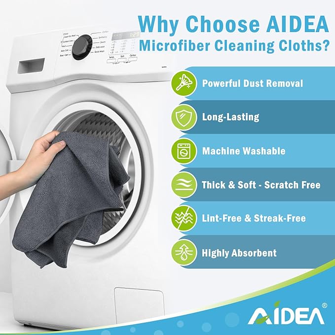 AIDEA Microfiber Cleaning Cloth 100PK, Soft Microfiber Towels