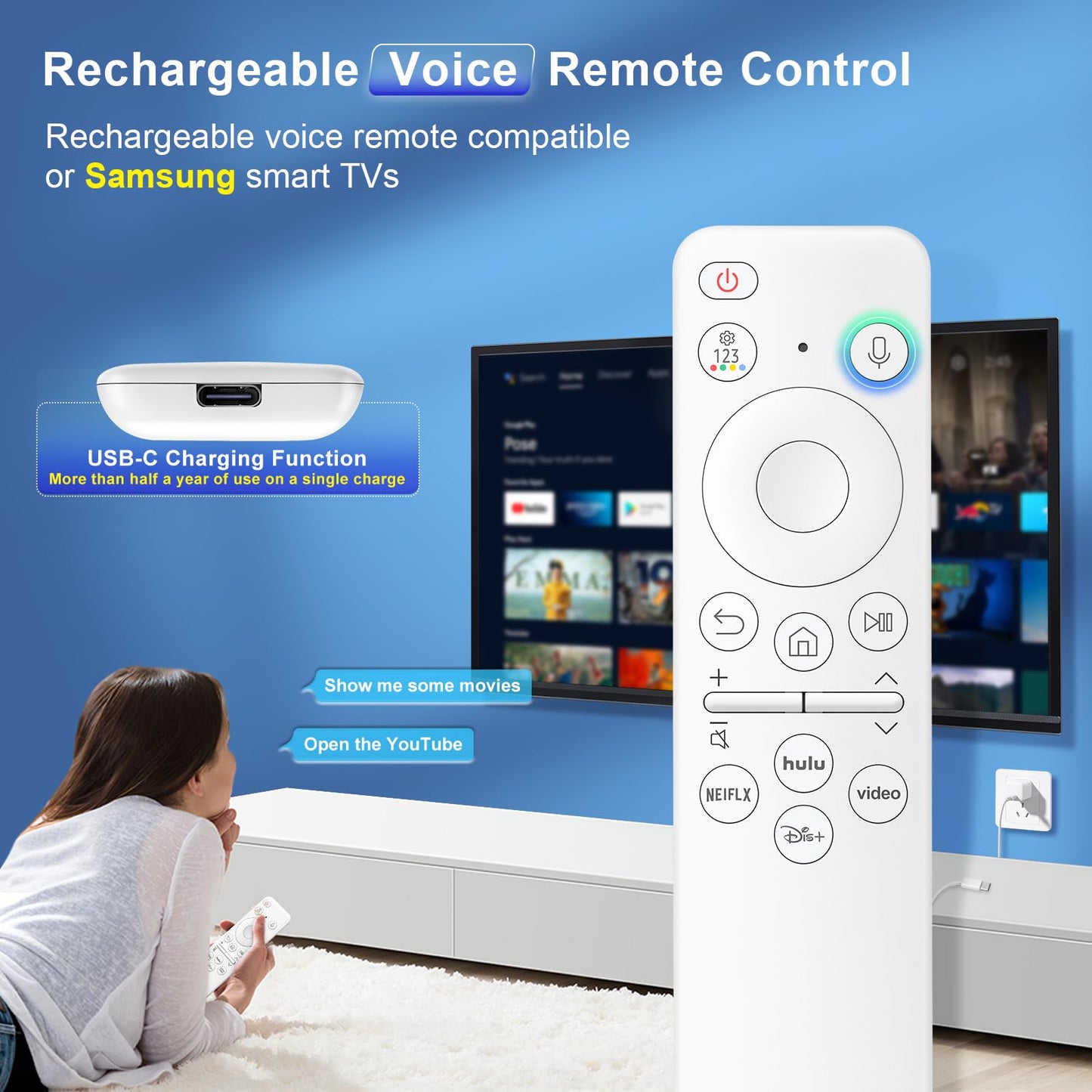 Voice Replacement for Google-Chromecast-Remote, G9N9N for Chromecast with Google TV Remote, for Google TV Streamer (Only for Snow Chromecast Google)