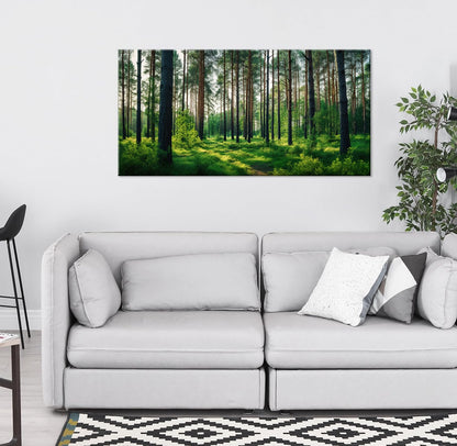 Lasdel Calm Forest Landscape Wall Art for Living Room Office Green Canvas Painting Prints Large Scenic Nature Artwork Dining Room Kitchen Bathroom Hallway Bedroom Decor (20x40 Inches)