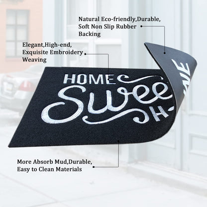AAZZKANG Door Mats Outdoor with Non Slip Rubber Backing Durable Outdoor Doormat Easy to Clean Welcome Front Door Mat for Indoor,Entry,High Traffic Areas Black