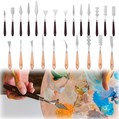 29 Pcs Palette Knife Set, Stainless Steel Palette Knife with Wooden Handle, Numbered Paint Spatula, Oil Painting Supplies for Acrylic Painting, Textured Art