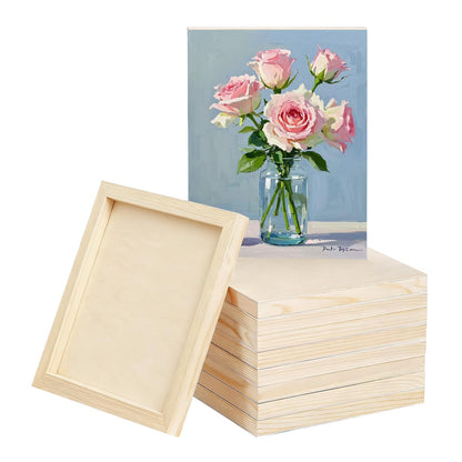 5 Pack 12 x 16 inch Wood Panel Boards,Unfinished Wood Frames for DIY Art Projects, Square Canvas for Painting, Pouring, Arts Use with Oils, Valentine's Day Halloween Christmas Decorative Panel Canvas