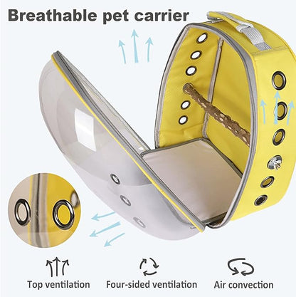 Bird Carrier Backpack with Wood Perch, Transparent Bird Travel Cage, Portable Pet Carrier Backpack, Breathable Hangbag for Vet Transport Camping Hiking (Purple)