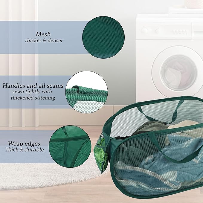 100L Foldable Laundry Baskets 2 Pack, Extra Large Mesh Pop Up Laundry Hamper
