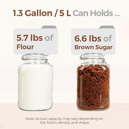 ComSaf Rice Container 5L, Flour Sugar Storage Containers, Glass Jars