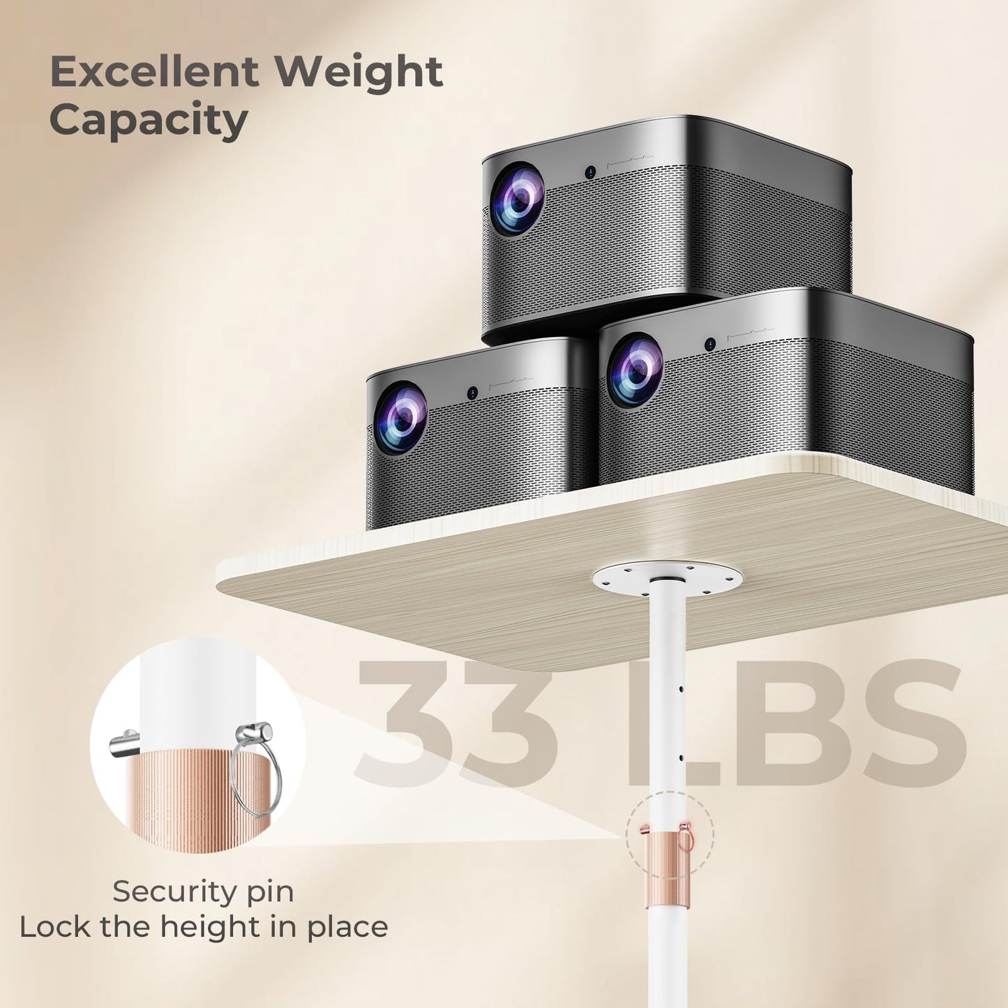 POLESTO Portable Laptop Floor Stand, Bedside/Sofa Table with Height Adjustable 18''~48'', Sleek Wooden Lectern Standing Desk Mobile Podium for Home, Office, School, White