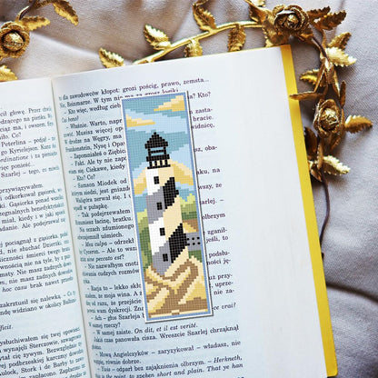 FREEBLOSS 6 Set Bookmark Cross Stitch Kits Cross Stitch Bookmark Kit with Instructions Lighthouse Scenery Pattern Embroidery Kit for Beginners Bookmarks Making Kit for Gift