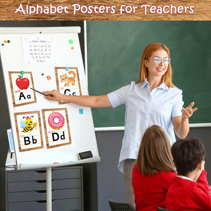 Adduster Alphabet Letters for Wall - ABC Alphabet Poster Classroom Wall Alphabet Alphabet Wall Chart Kindergarten Elementary Classroom Wall Decor Daycare Homeschool Supplies (Brown)