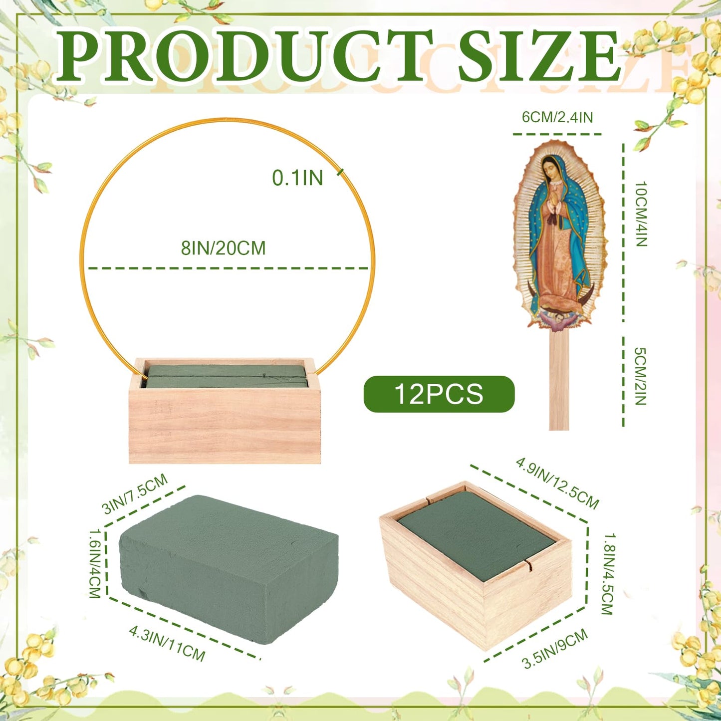 Kuabiz 12 Pcs Our Lady of Guadalupe Wooden Table Centerpieces Virgen De Guadalupe Planter Box with Gold Metal Ring Baptism Favors for Guests Table Decor First Communion Gifts Catholic Favors