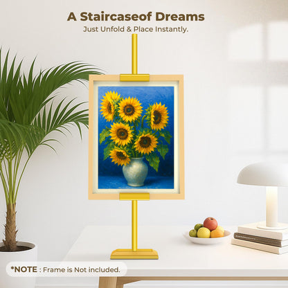 EraYues Adjustable Tabletop Easel Stand for Frames up to 29" H - Heavy-Duty Picture Frame Stand for Display, Canvas & Art, Premium Metal Gold