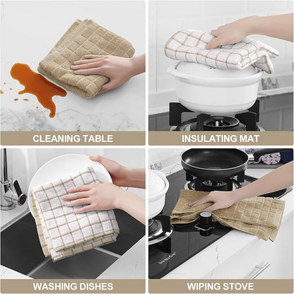 Homaxy Premium Cotton Kitchen Towels 16"x 28", Large Natural Ring Spun 390 GSM