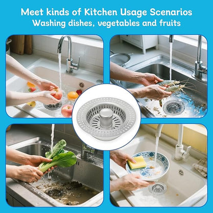 3 in 1 Kitchen Sink Drain Strainer, Upgraded Pop Up Kitchen Sink Stopper