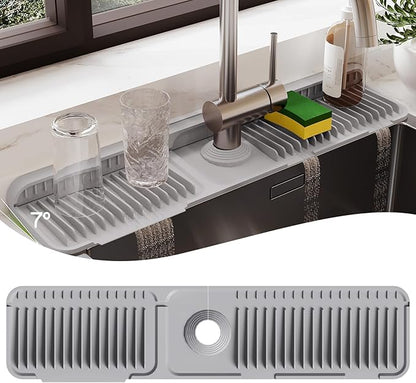 24 Inch Silicone Faucet Mat for Kitchen Sink Splash Guard – 2025 Upgraded