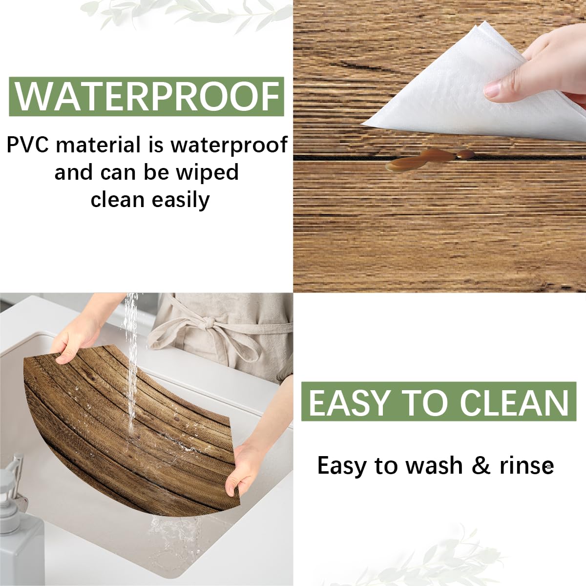 Khaki Wooden Texture Placemats for Round Tables Set of 5, Wedge Shaped Place Mat with Round Centerpiece Mat Washable Heat Resistant Non-Slip Dining Table Mats for Home Kitchen Christmas Decoration