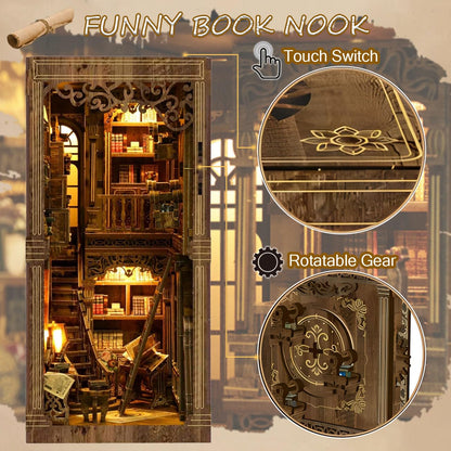 Book Nook Kit, DIY Miniature House Kit for Bookshelf Decor, 3D Wooden Puzzles Decorative Bookends for Adults, Teens and Beginners, Craft Kits Tiny House Book Lovers Gifts for Family Friends Birthday