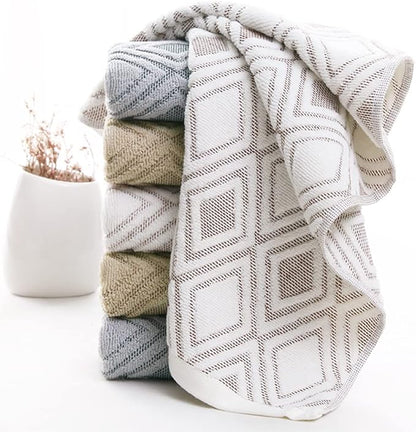 Pidada Hand Towels Set of 2 Diamond Pattern 100% Cotton Absorbent Soft