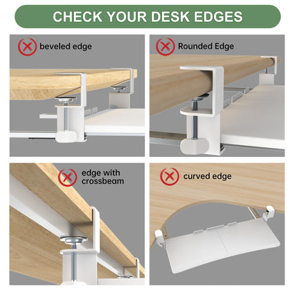 UPGRAVITY Extra Large Keyboard Tray Under Desk - Slide Out with Sturdy C-Clip Mount System, 31.5" (35.8" Including Clamps) x 11.8" Put-Out Keyboard Tray Computer Drawer for Ergonomic Typing, White