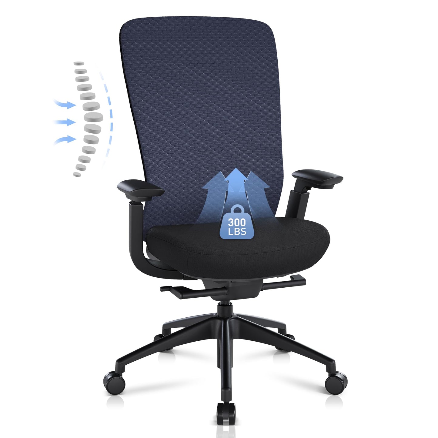 COLAMY Ergonomic Mesh Office Chair, Computer Executive Desk Chair, Ergonomic Office Chair Lumbar Support with Flexible Backrest, Slide Seat, Darkblue