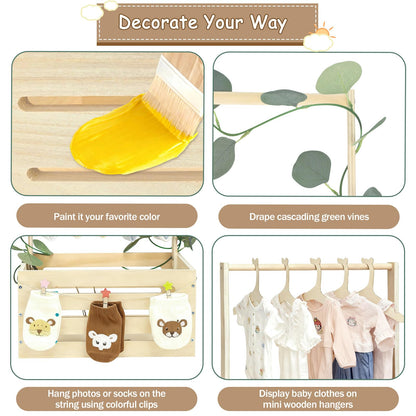 Simabsie Wooden Baby Shower Crate Closet with Hangers, Moon Stars - Personalized Newborn Basket Gifts for Expecting Parents