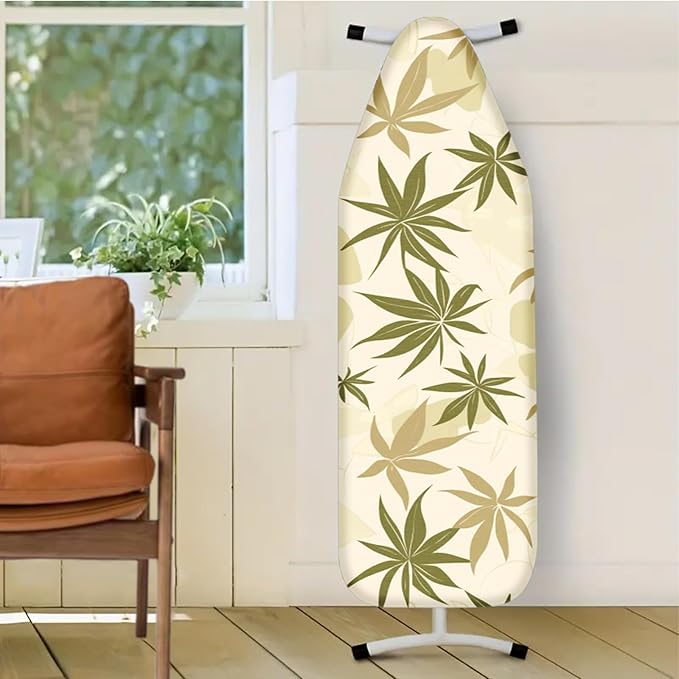 Nuxovilar Olive Green & Beige Leaf Pattern Ironing Board Cover, This Cover Fits